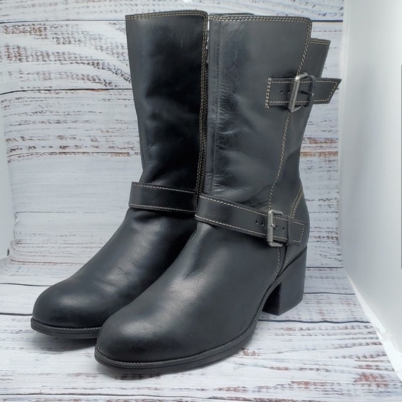Black Leather Boots with Buckles - Picture 2 of 10
